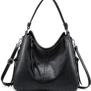 NWOT Vegan Leather Black Tote Bag | Realer Hobo Bag with Gold Hardware